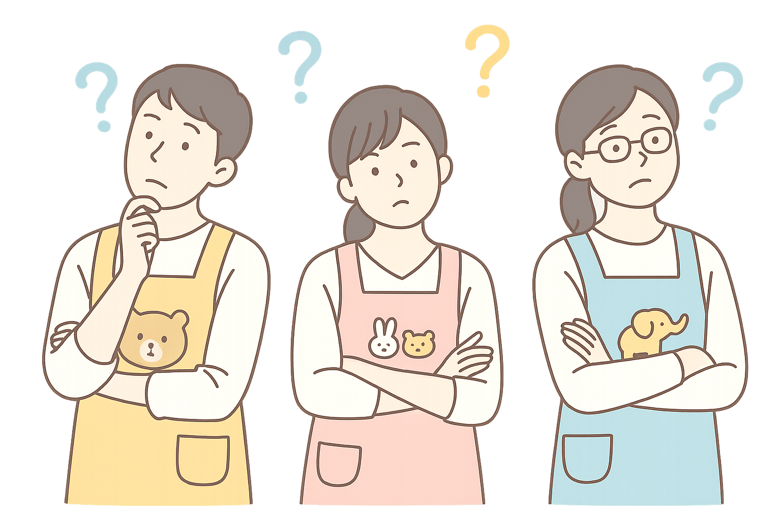 悩んでいる園長先生のイラスト