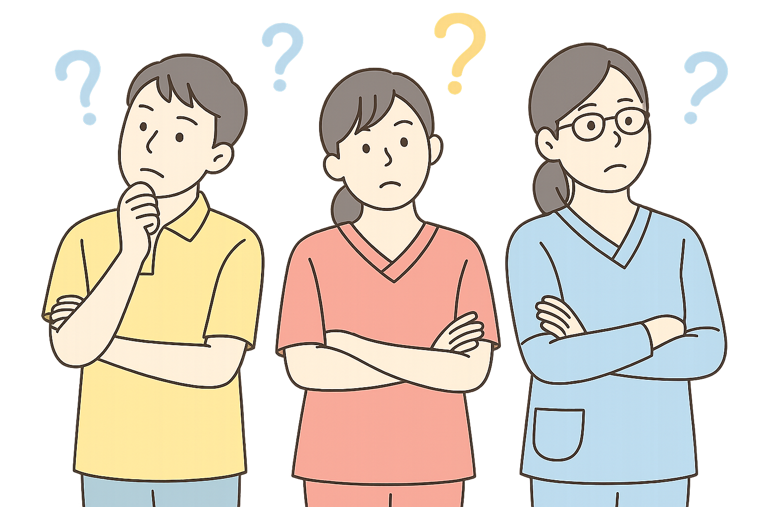 悩んでいる施設長のイラスト