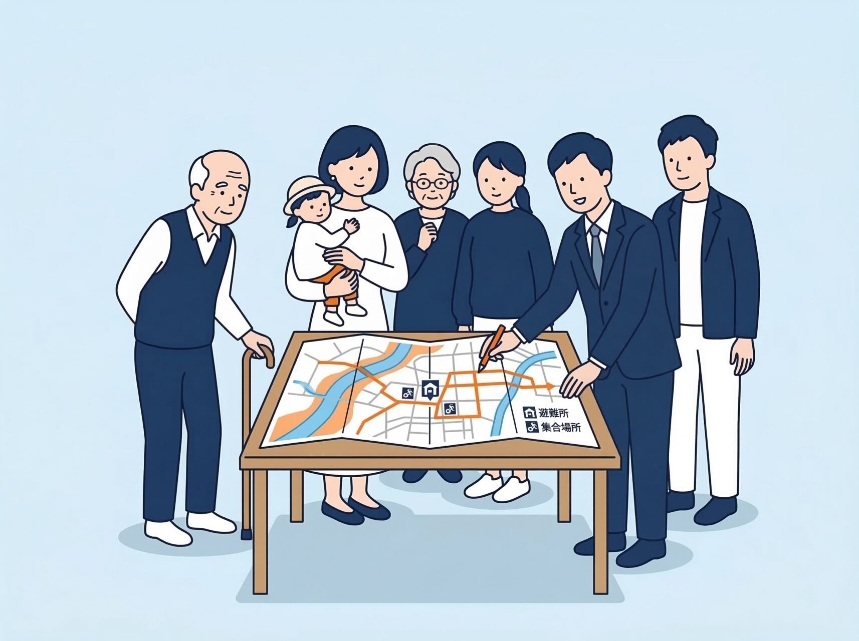 地域・自治体向け防災サービスのイラスト