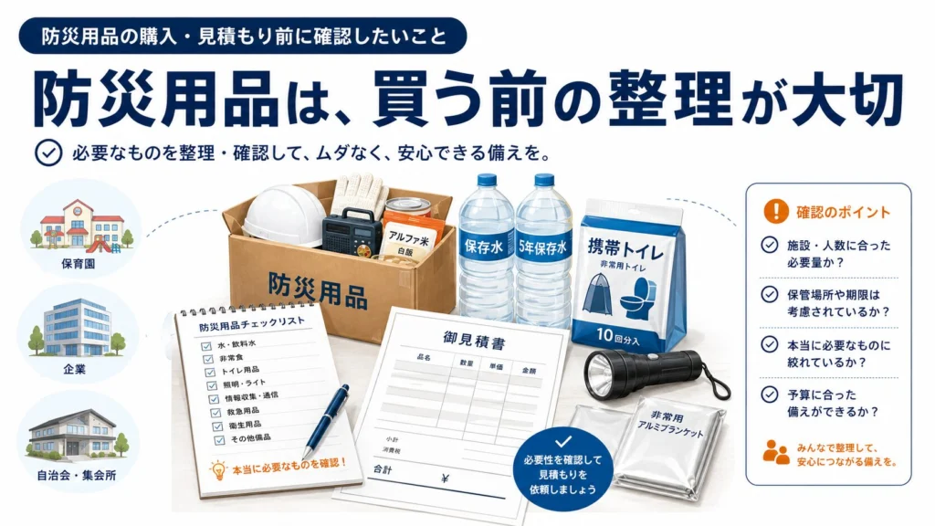 8989様　意外の方はご購入お控え下さい。 防災用品の購入を検討する前に確認したいこと｜見積もり・必要量