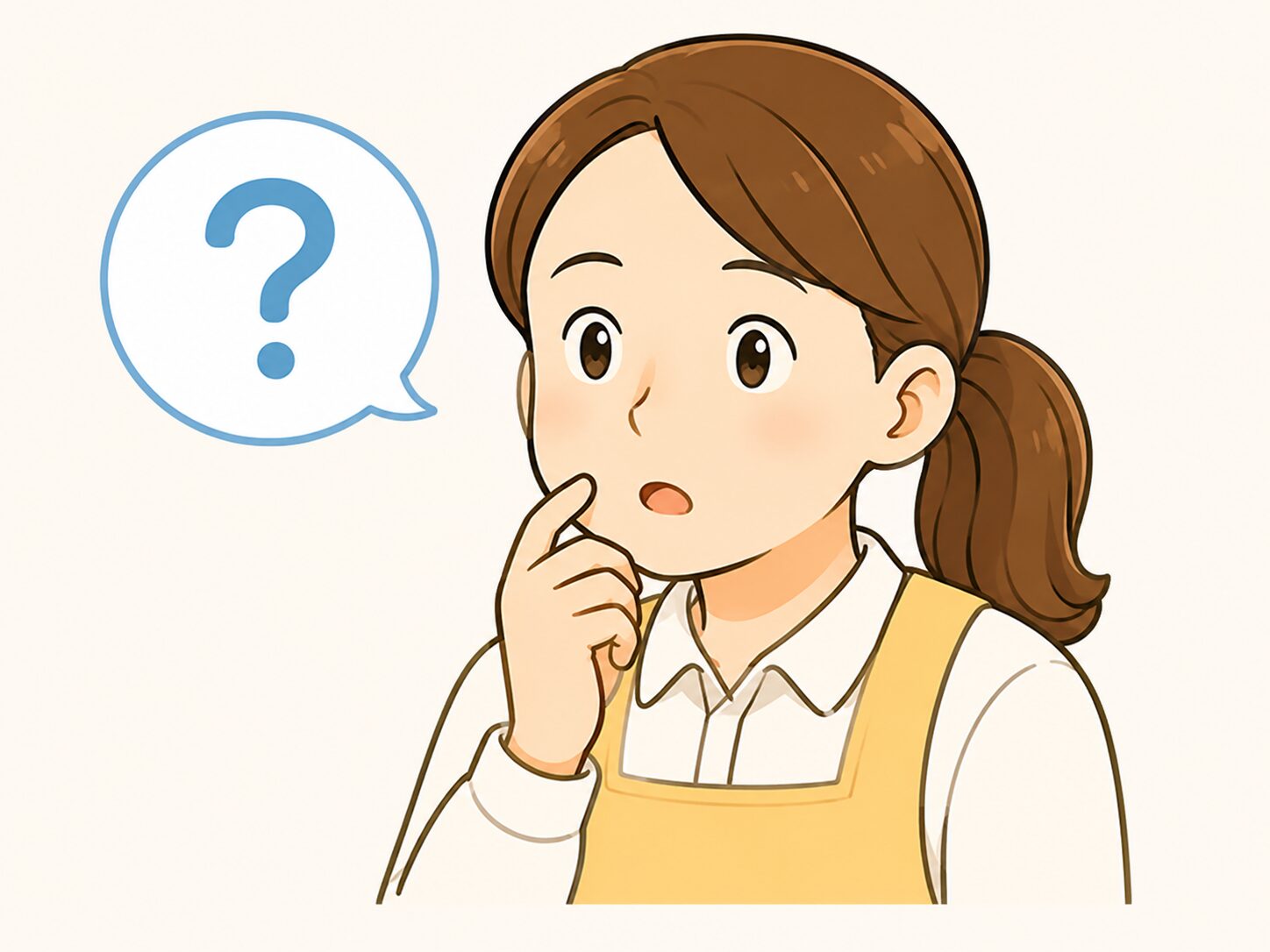 災害時に限られた情報の中で判断に困る保育士のイラスト