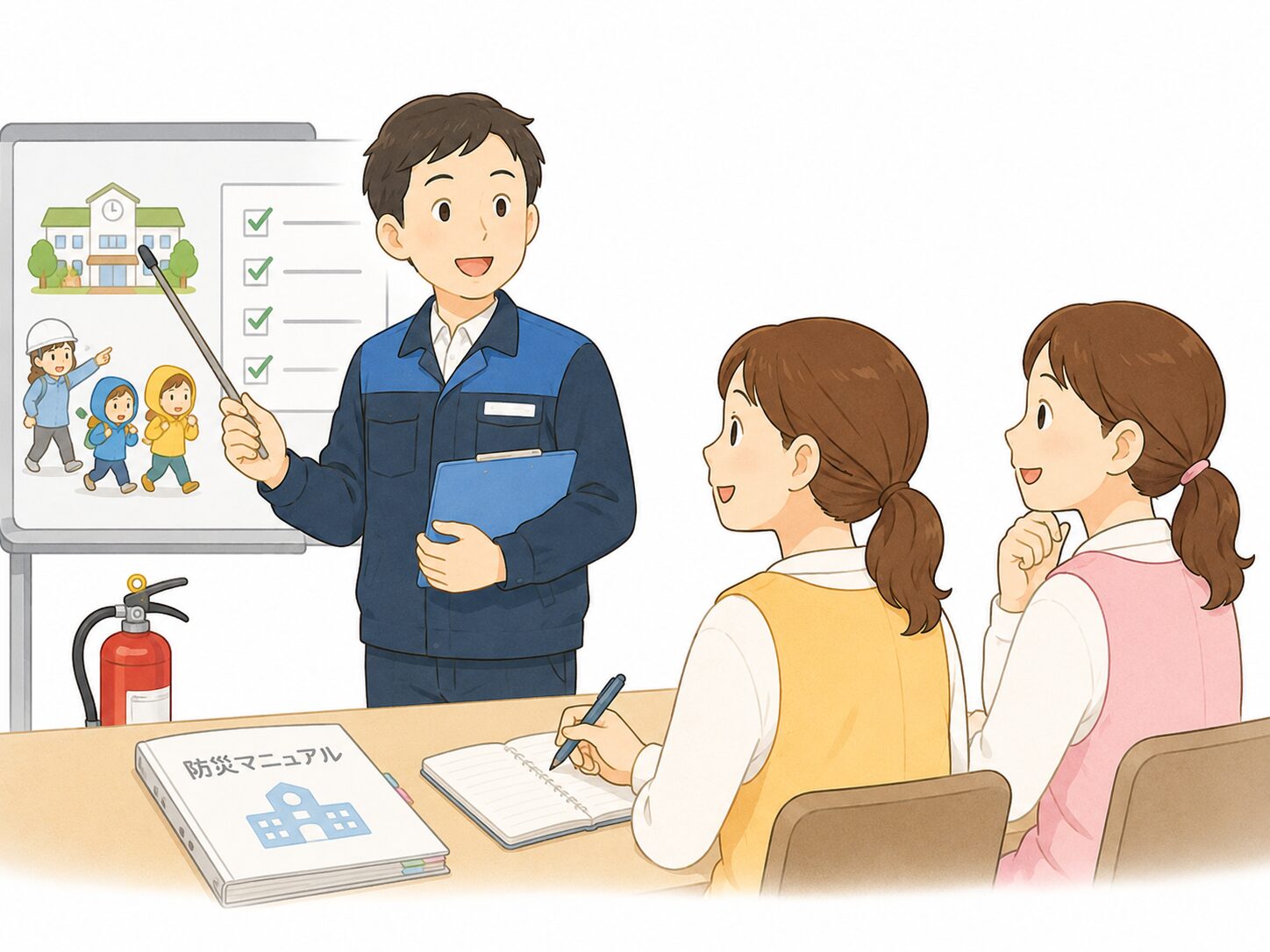 保育園向け防災講座や研修で職員が学ぶイラスト