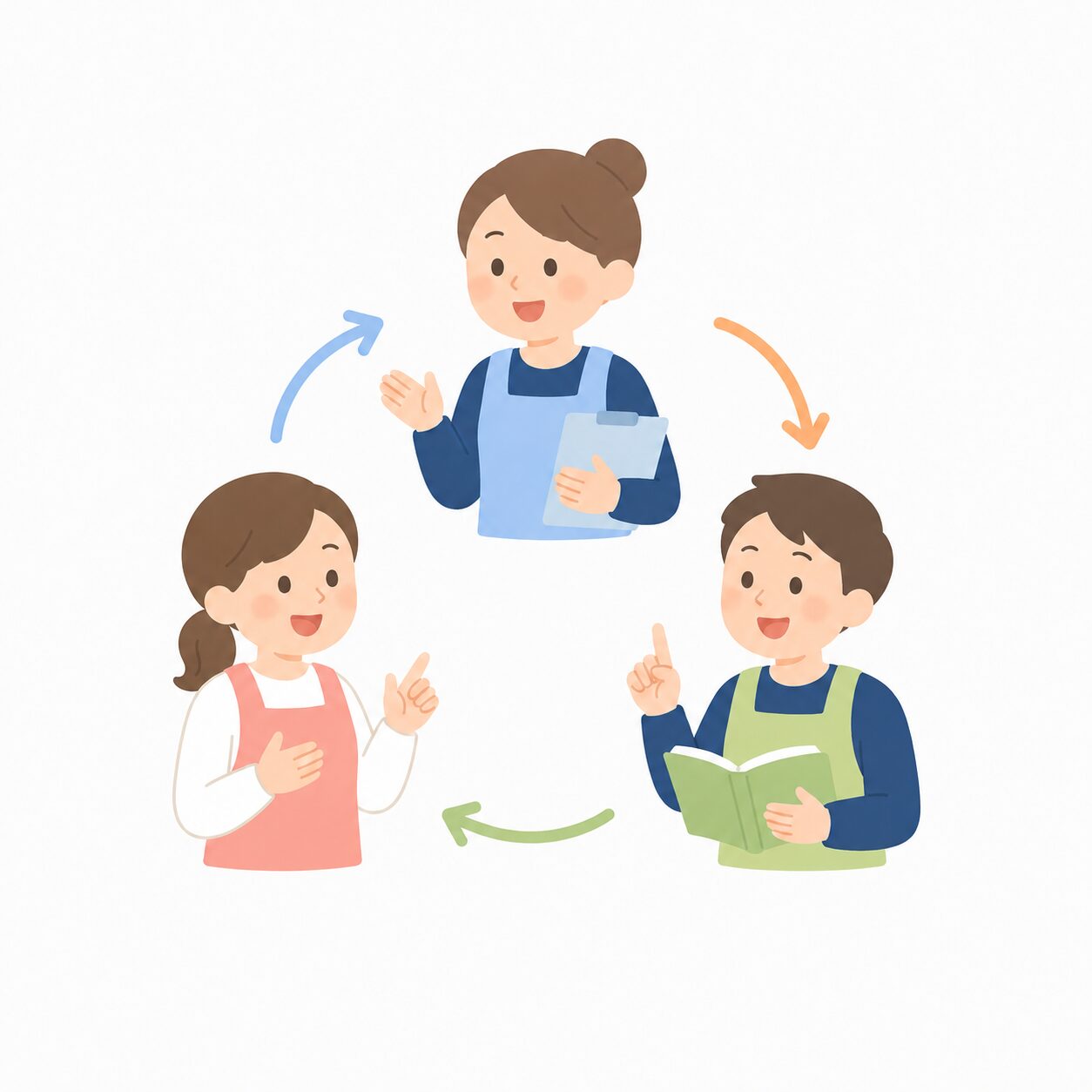 避難訓練で職員同士の動きや連携を確認している様子
