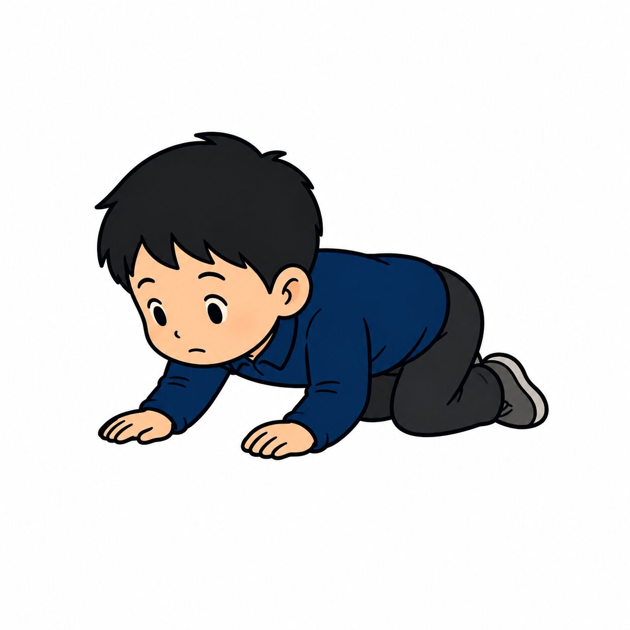 低い姿勢で進む火災避難体験のイラスト