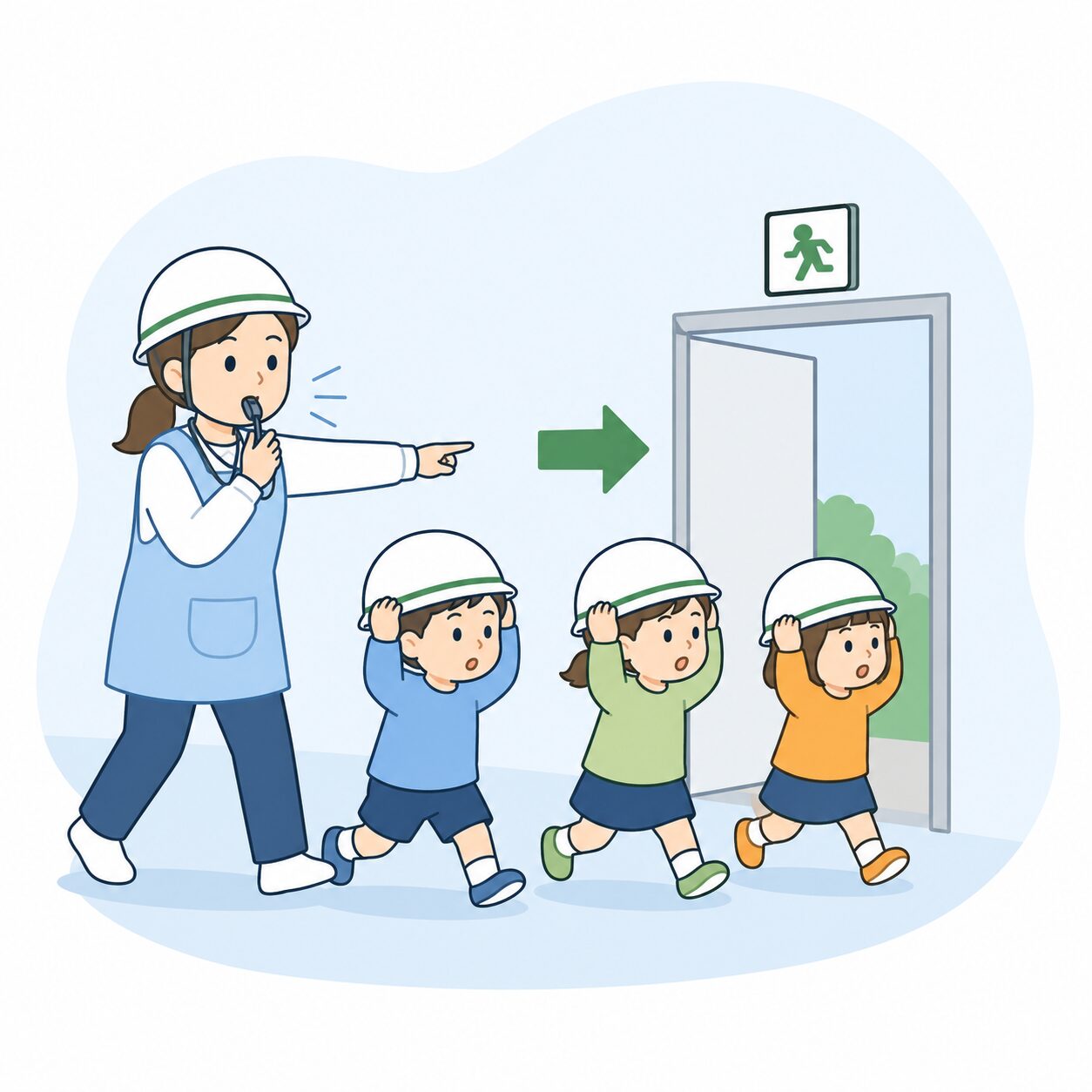 保育園の避難訓練のイメージ