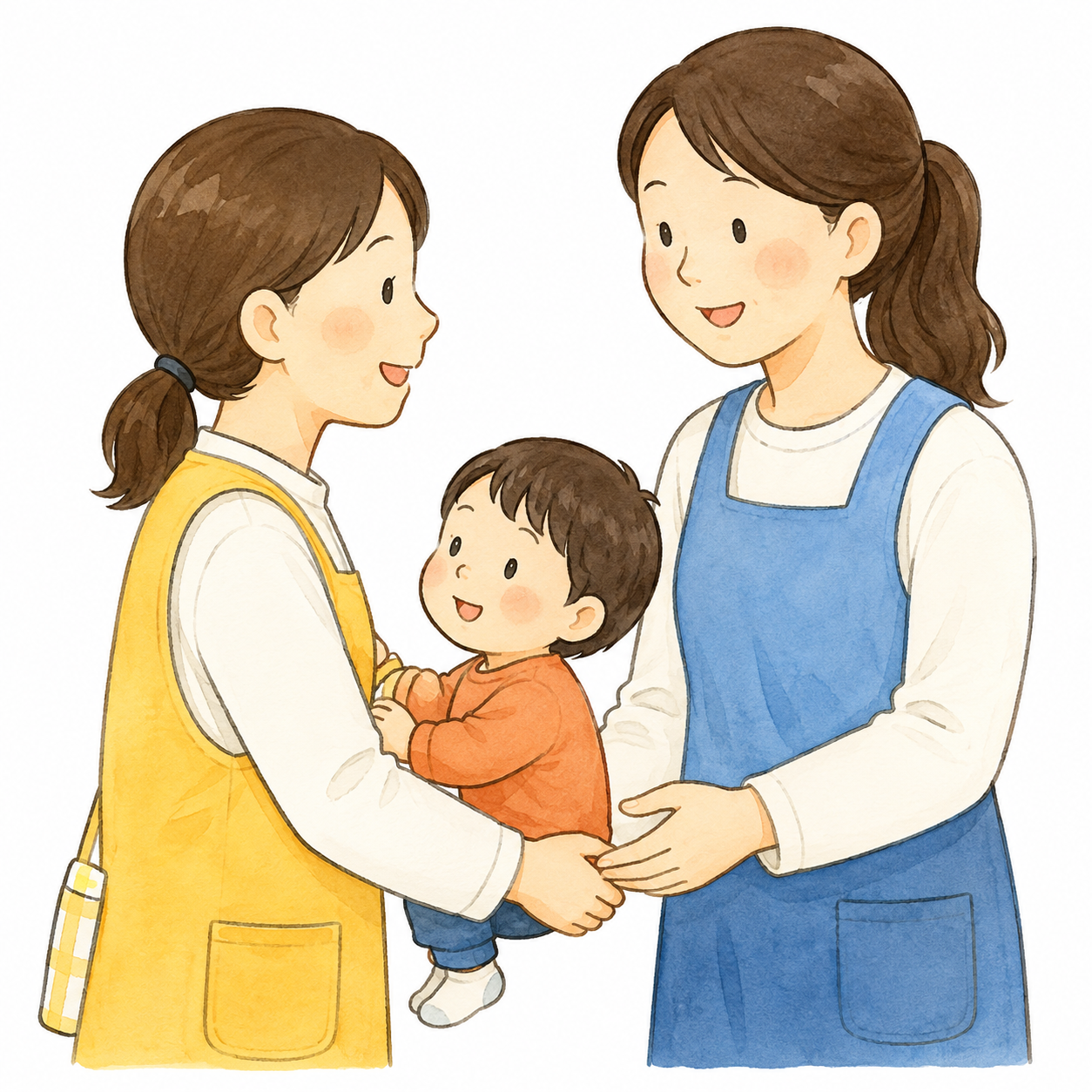 保育園での保護者対応と引き渡しを表すイラスト