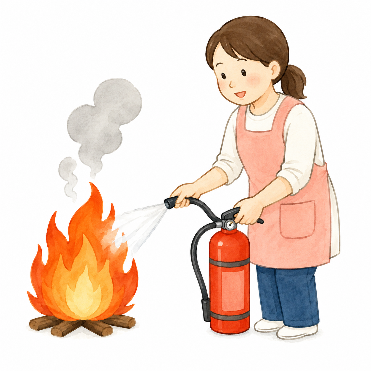 保育園での火災対応を表すイラスト