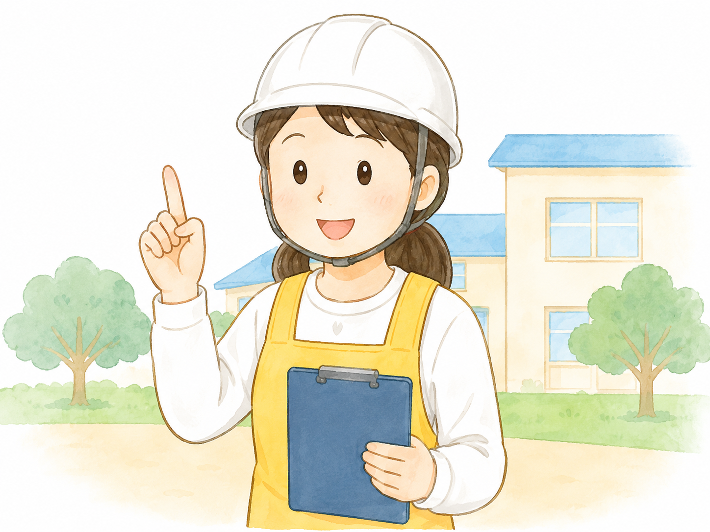保育園向け防災支援を案内する保育士のイラスト