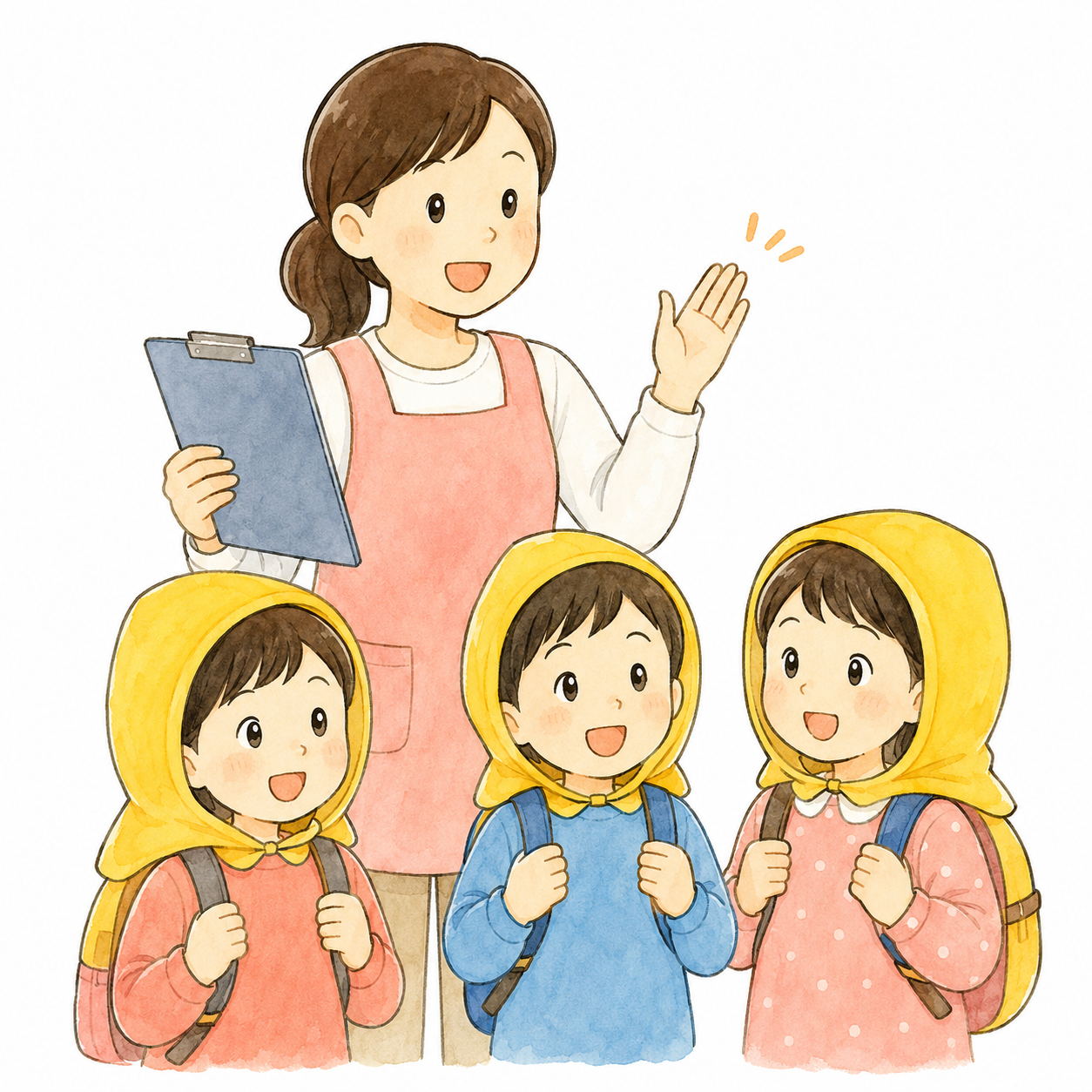 保育園の場面別避難判断を表すイラスト