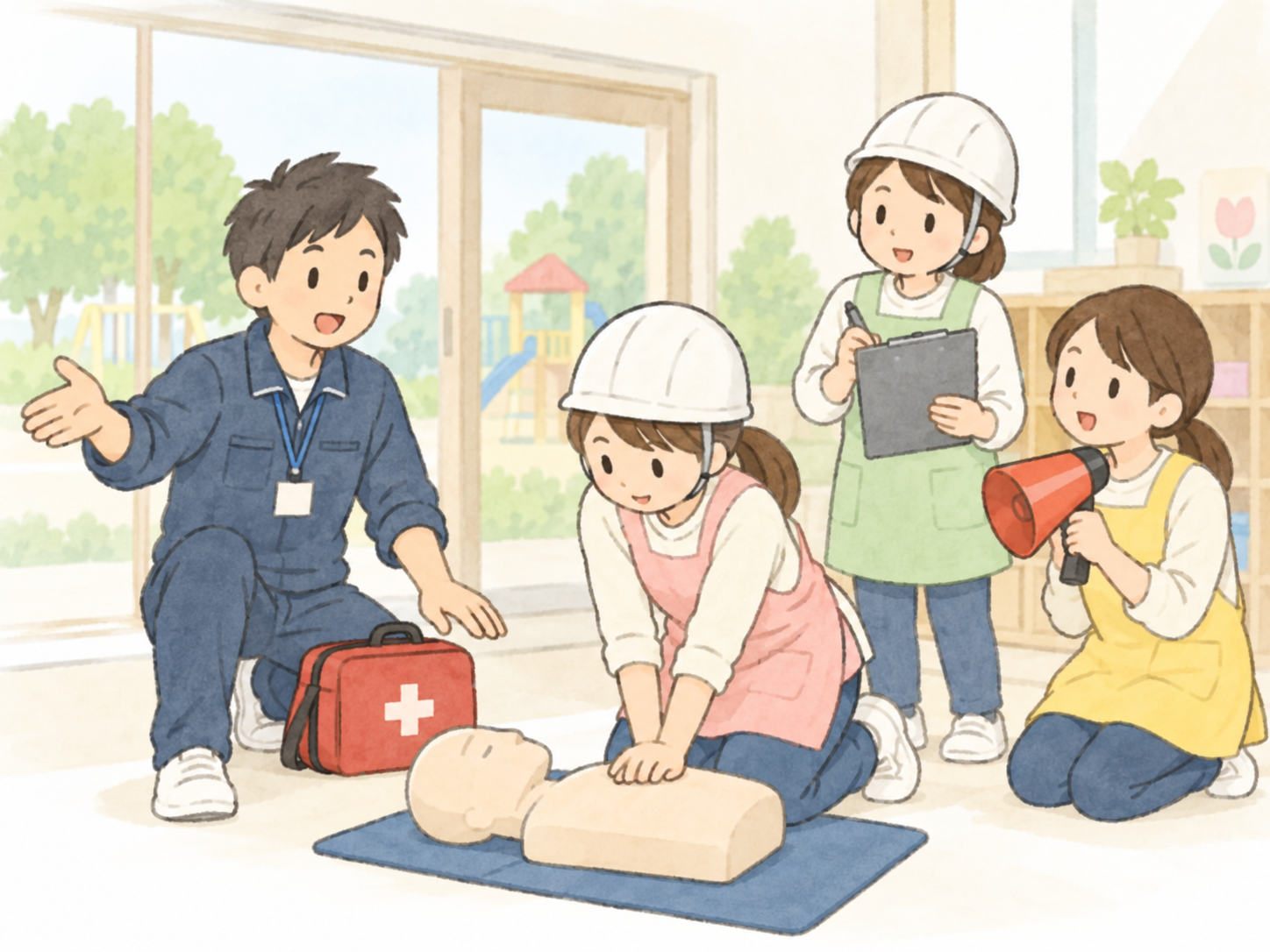 保育防災実践スキル研修のイラスト